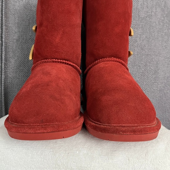 Bearpaw Women's Size 8 Abigail Red Suede Shearling Toggle Boots Cozy Wintercore - Picture 3 of 12